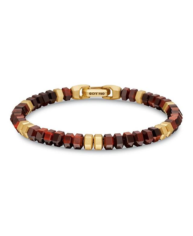 David Yurman Mens 18K Yellow Gold Spiritual Beads Red Tigers Eye Bead Bracelet Product Image