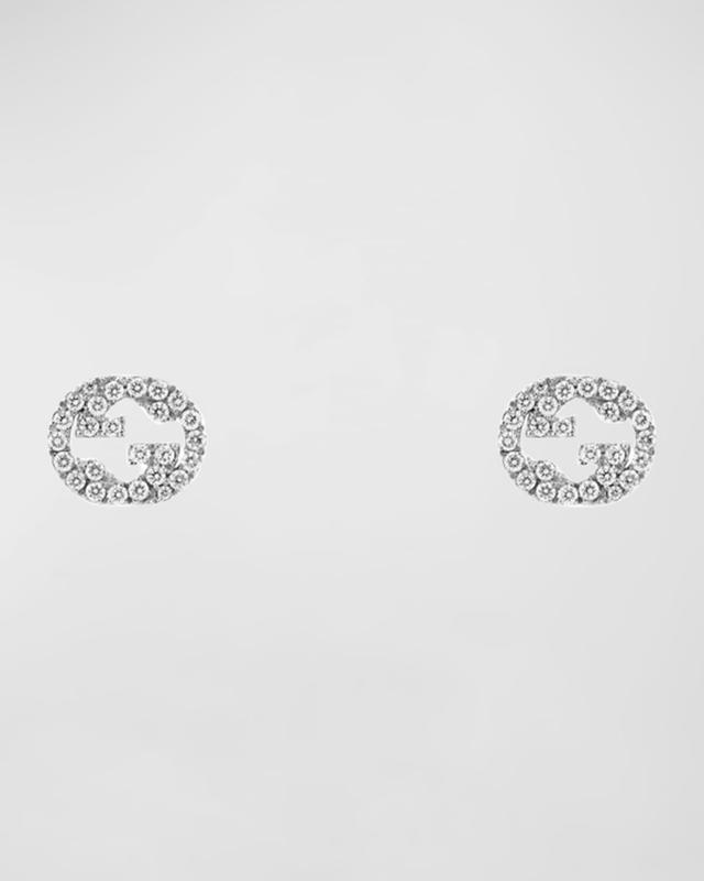 Womens Interlocking G 18K White Gold & 0.38 TCW Diamond Stud Earrings Product Image