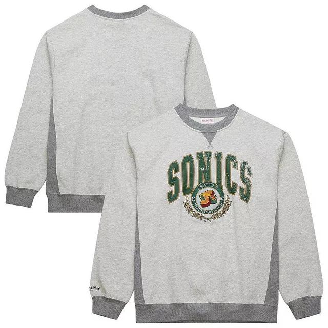 Mens Mitchell & Ness Heather Gray Seattle SuperSonics Hardwood Classics Vintage Logo Pullover Sweatshirt Product Image