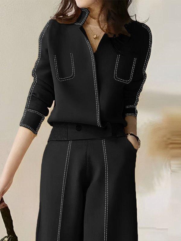 Long Sleeves Loose Split-Joint V-Neck Cardigan Tops Product Image