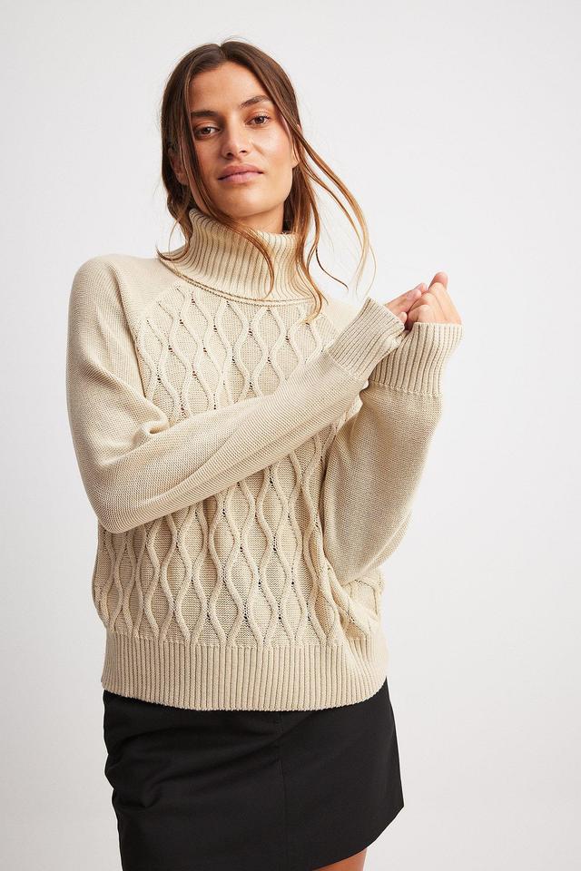 Turtle Neck Knitted Cable Sweater Product Image