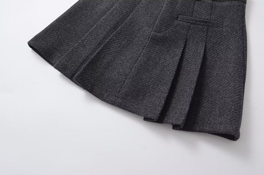 High Rise Plain Pleated Mini A-Line Skirt Product Image