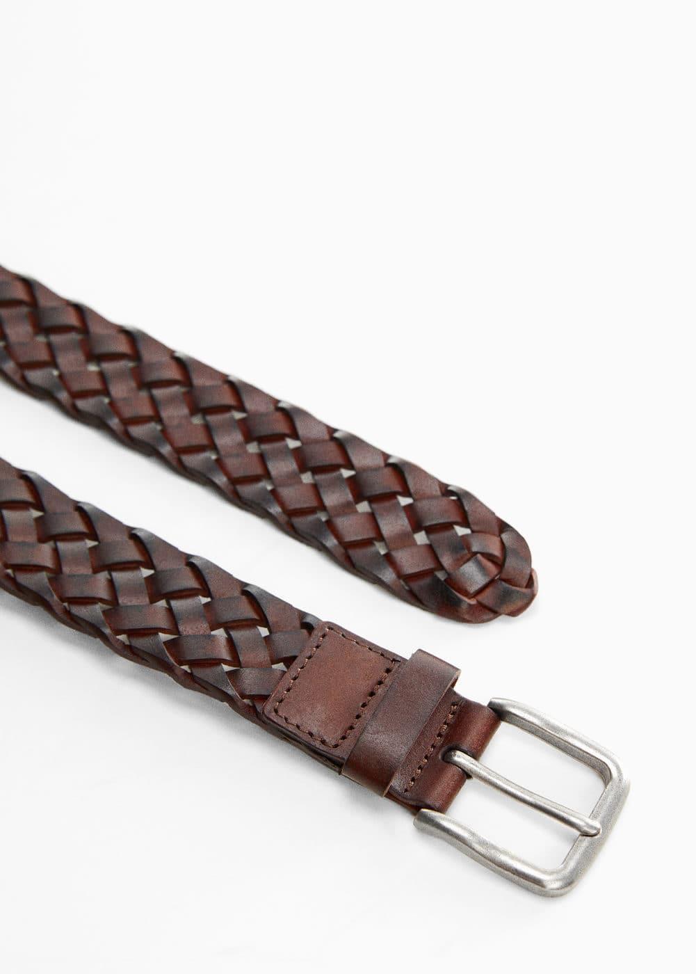 MANGO MAN - Braided leather belt brownMen Product Image