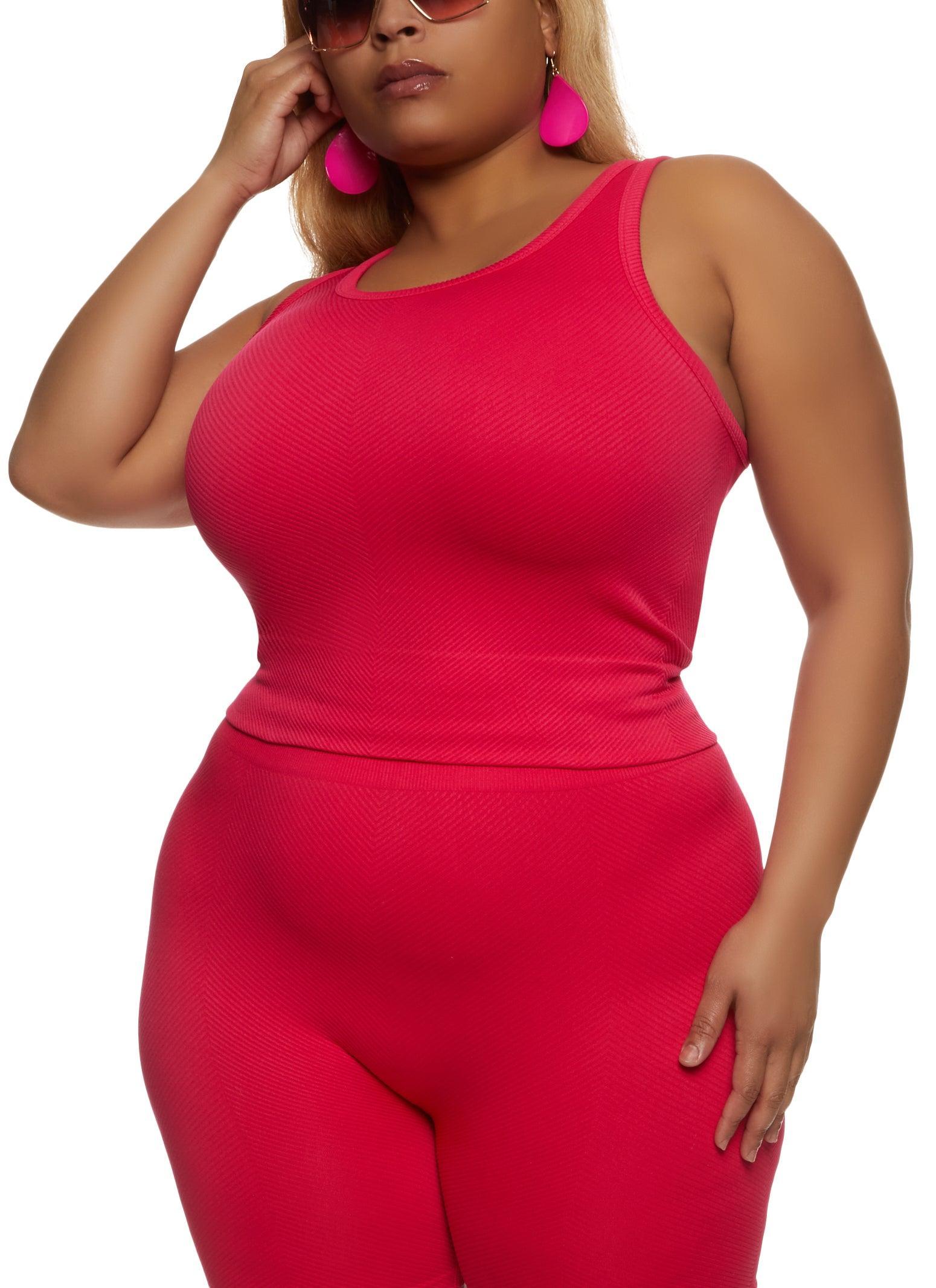 Womens Plus Size Textured Knit Scoop Neck Tank Top Product Image