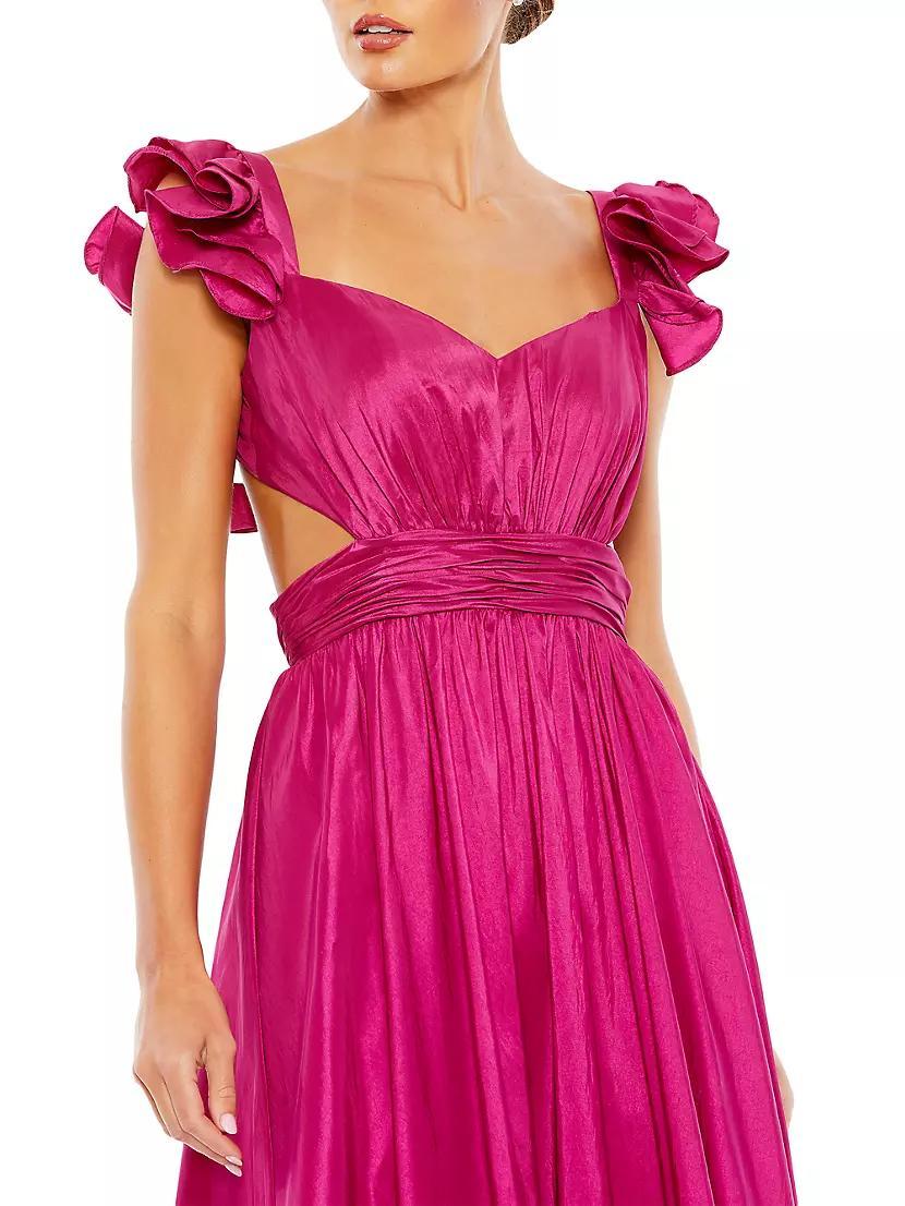 Ieena Cut-Out Ruffled Satin Gown Product Image