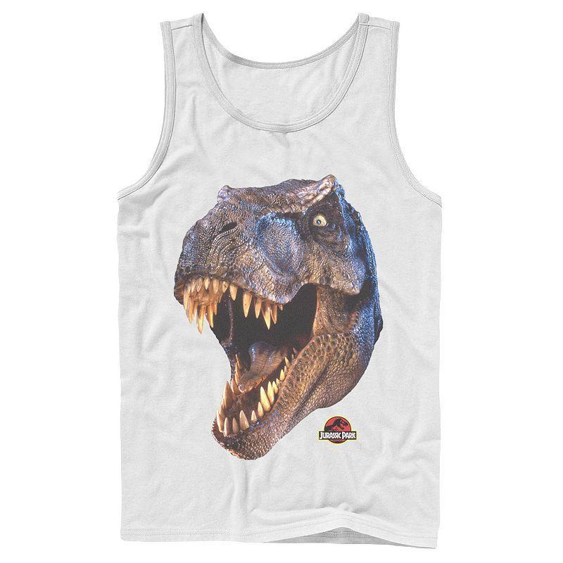 Mens Jurassic Park T-Rex Head Roar Tank Top Grey Product Image