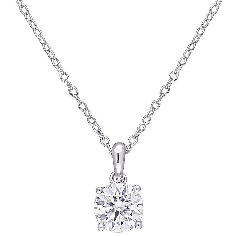 Stella Grace Sterling Silver Lab-Created Moissanite Solitaire Pendant Necklace, Womens White Product Image