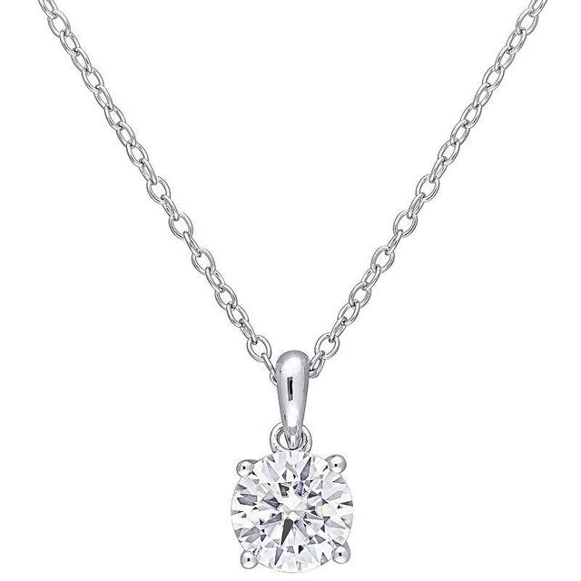 Stella Grace Sterling Silver Lab-Created Moissanite Solitaire Pendant Necklace, Womens White Product Image