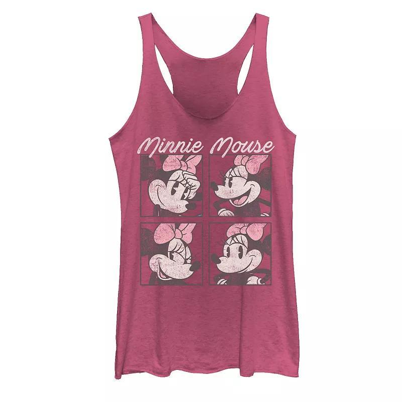 Disneys Mickey And Friends Minnie Mouse Vintage Box Up Juniors Racerback Graphic Tank Top, Girls Pink Grey Product Image