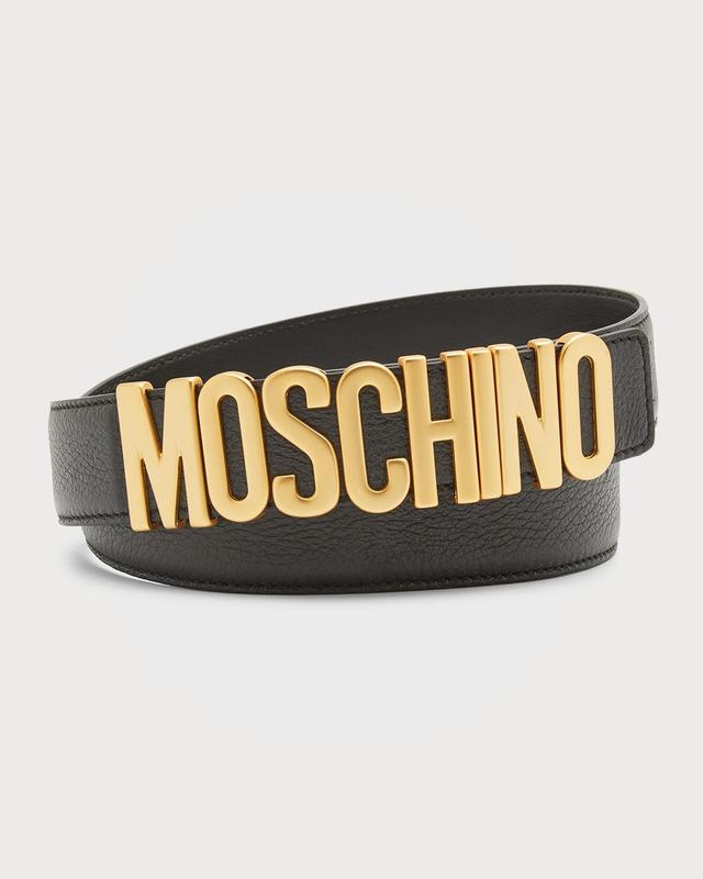 Mens Leather Logo Buckle Belt Product Image