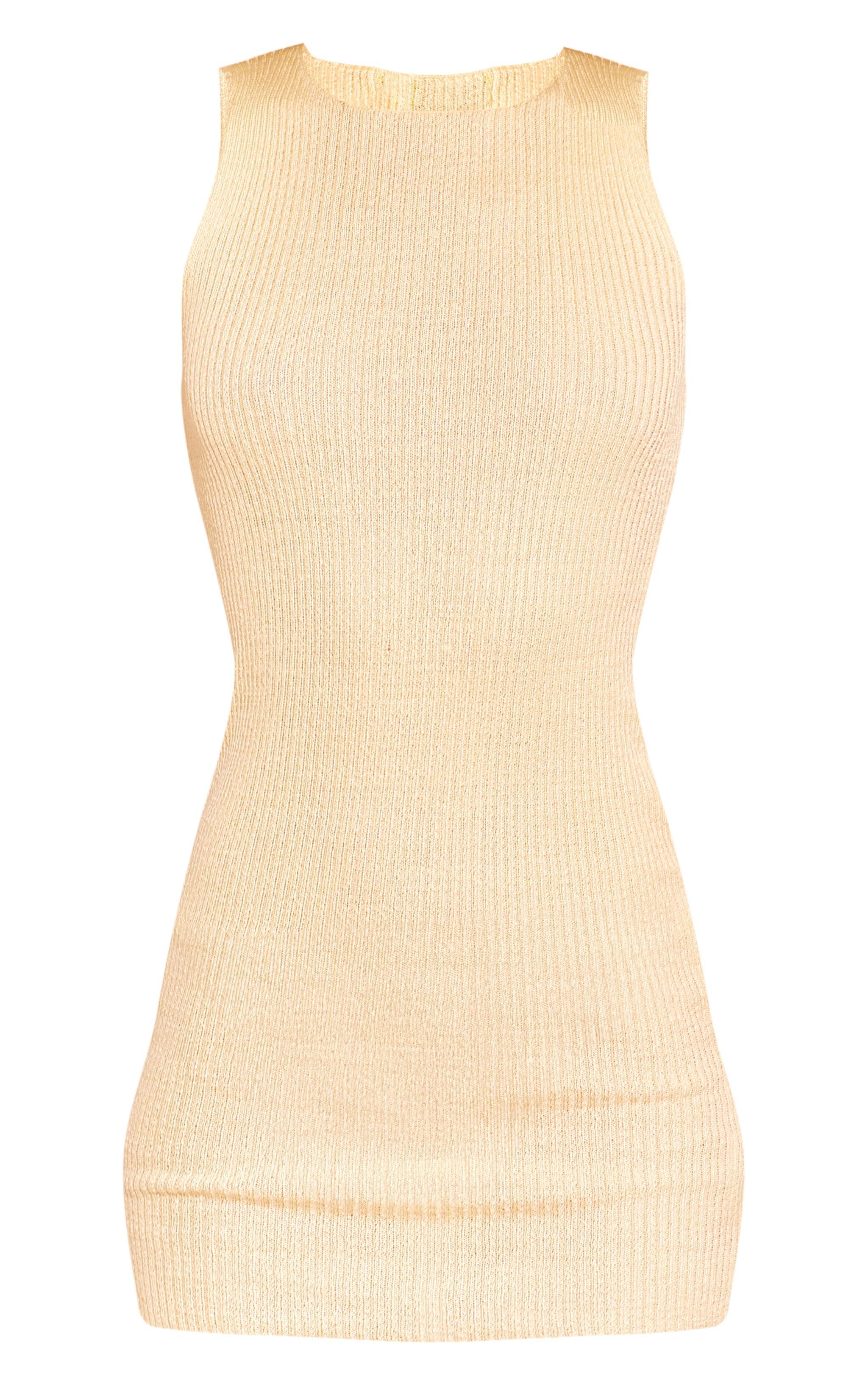 Lemon Filigree Knit Racer Neck Mini Dress Product Image