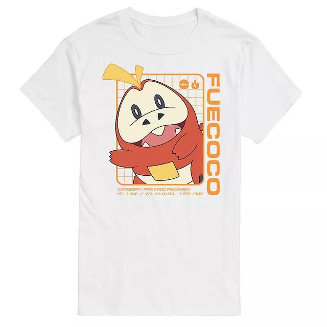 Mens Pokemon Fuecoco Stats Graphic Tee White Product Image