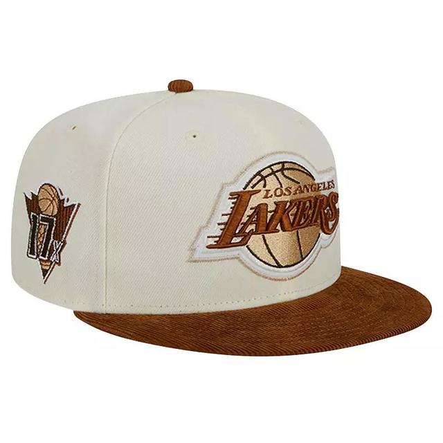 Mens New Era Cream/Brown Los Angeles Lakers 2-Tone Corduroy Visor 59FIFTY Fitted Hat Product Image