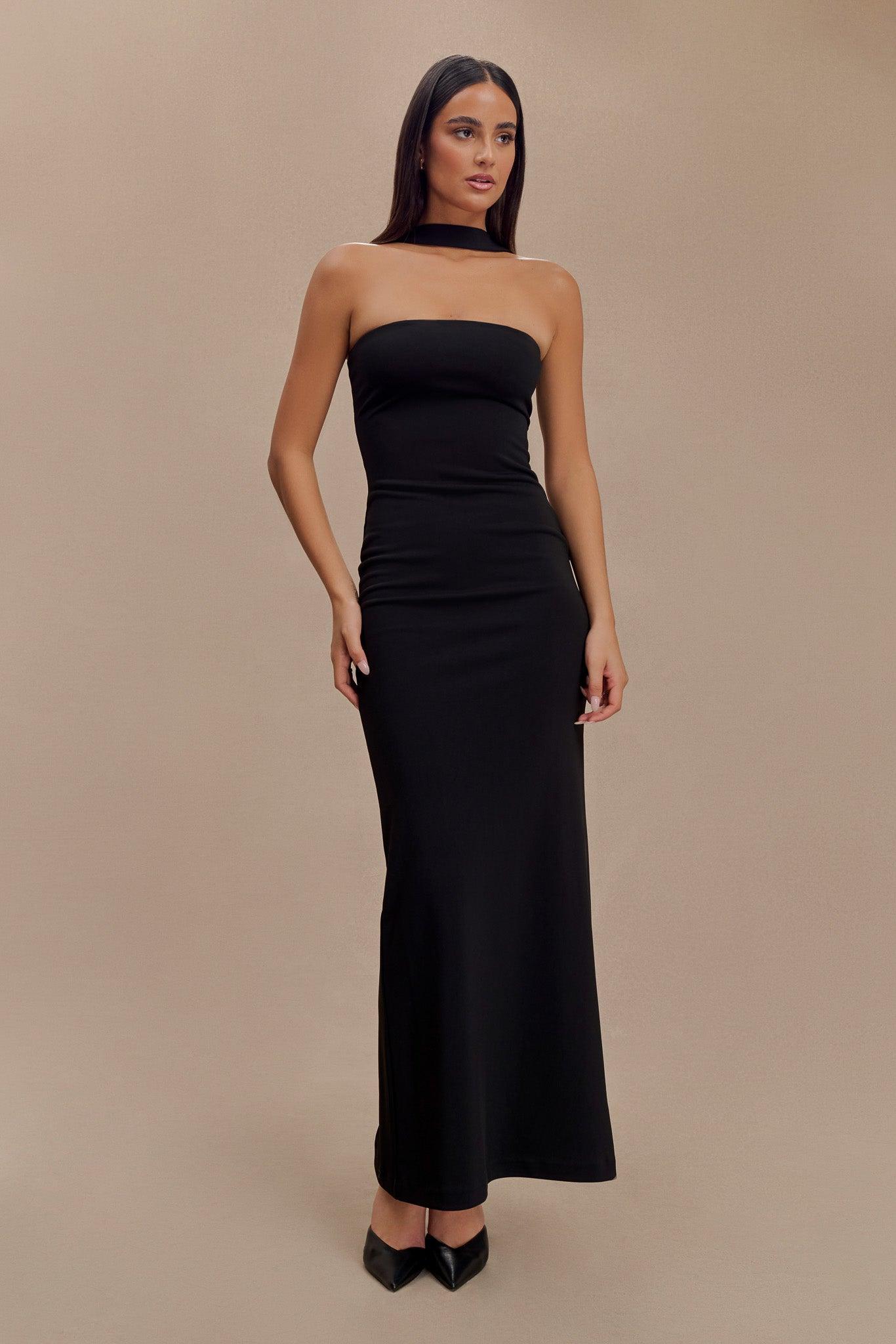 Amelita Suiting Halter Midi Dress - Navy Product Image