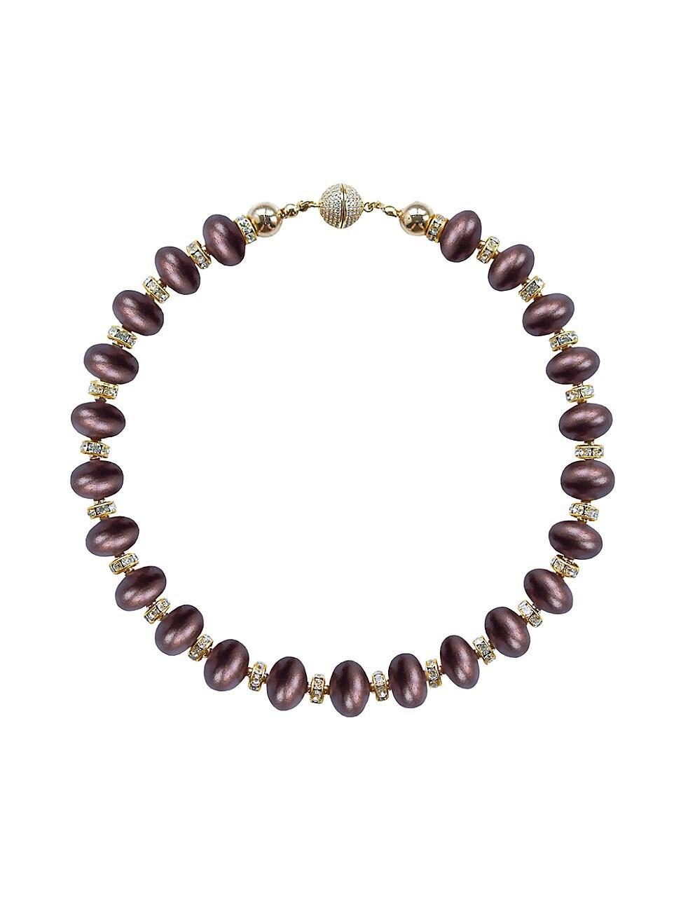 Womens La Dolce Vita Mika 18K-Gold-Plated, Crystal, Silver Hematite & Wood Necklace Product Image