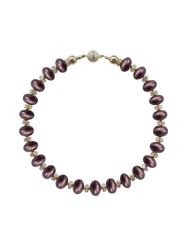 Womens La Dolce Vita Mika 18K-Gold-Plated, Crystal, Silver Hematite & Wood Necklace Product Image