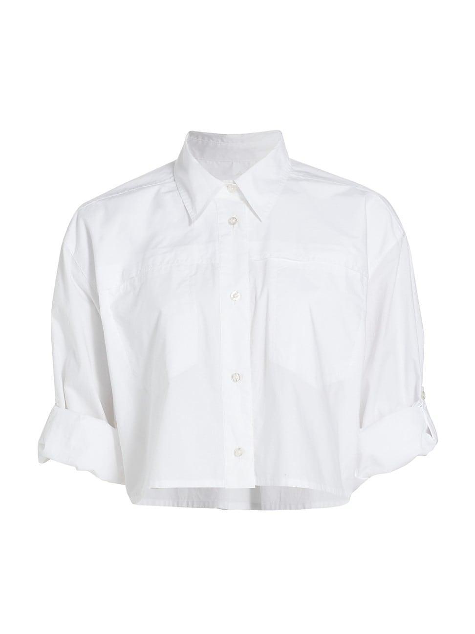 Womens Cotton Poplin Cropped Shirt Product Image