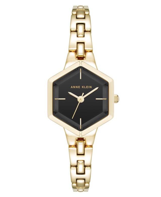 Anne Klein Womens Quartz Petite Hexagonal Black and Gold-Tone Alloy Metal Bracelet Watch, 21mm - Black Product Image