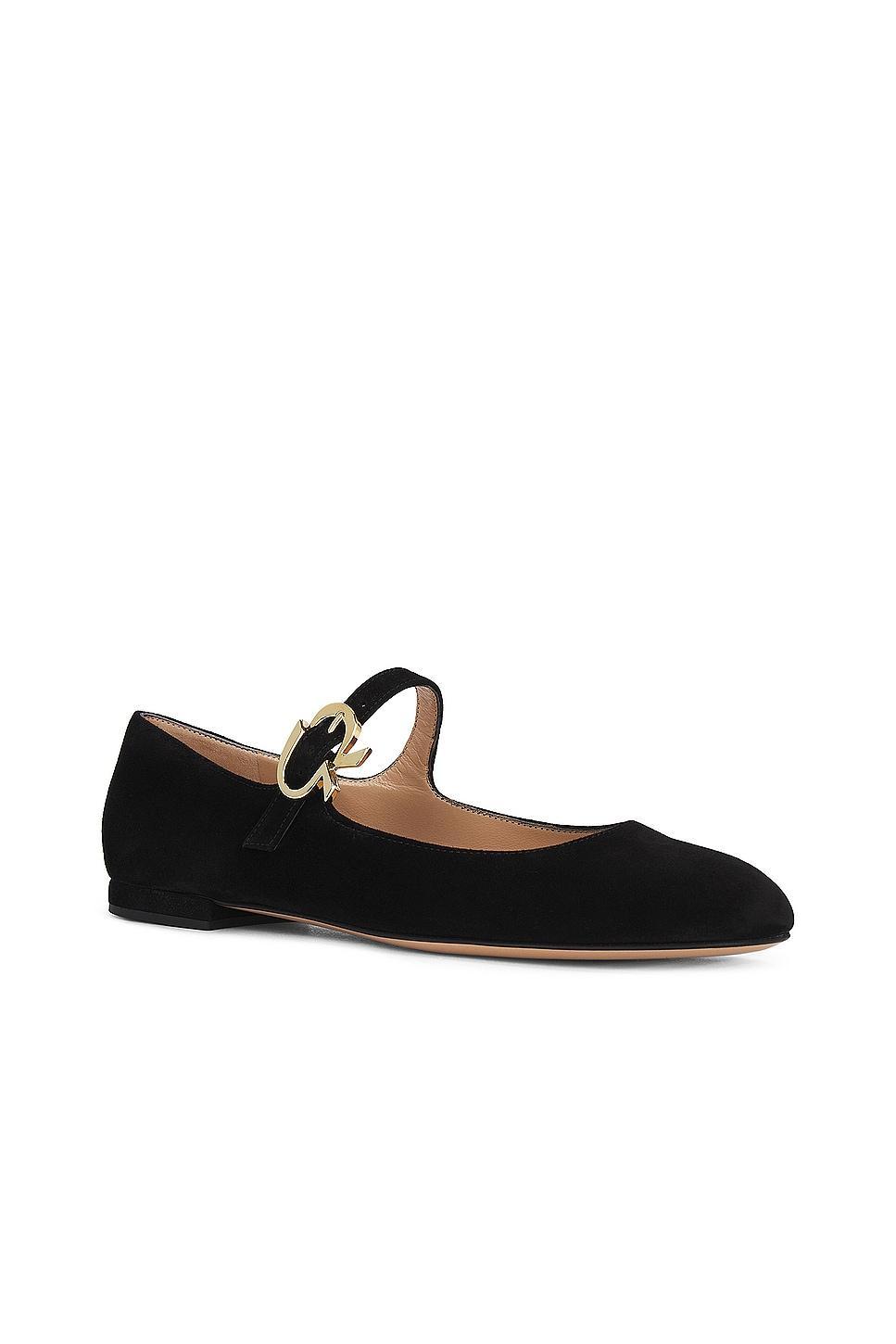 Gianvito Rossi Mary Ribbon Flats in Black - Black. Size 38 (also in 36.5, 39, 41). Product Image