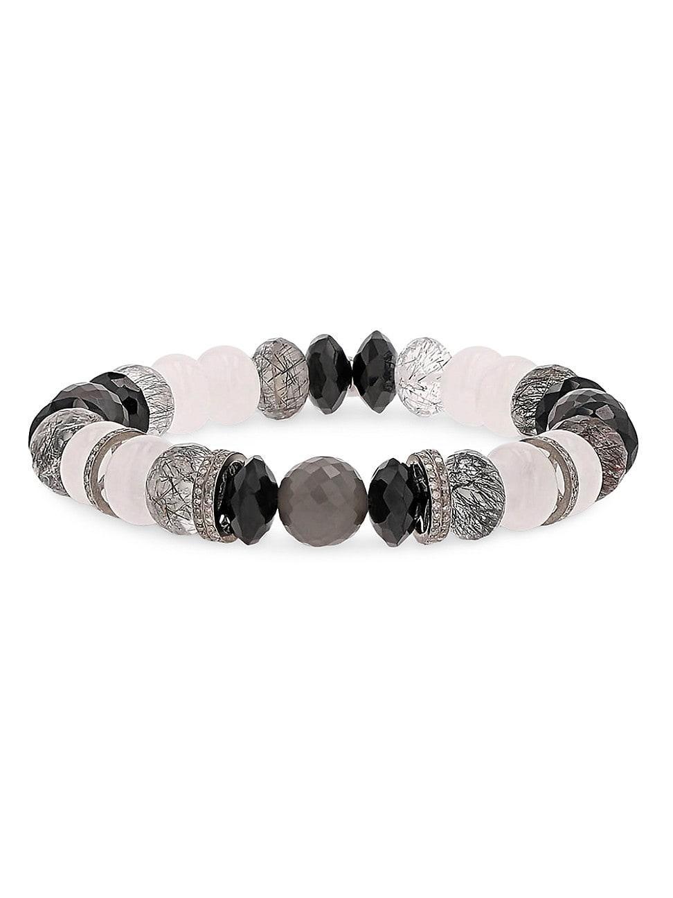 Womens Sterling Silver, 0.66 TCW Diamond & Multi-Stone Beaded Bracelet Product Image