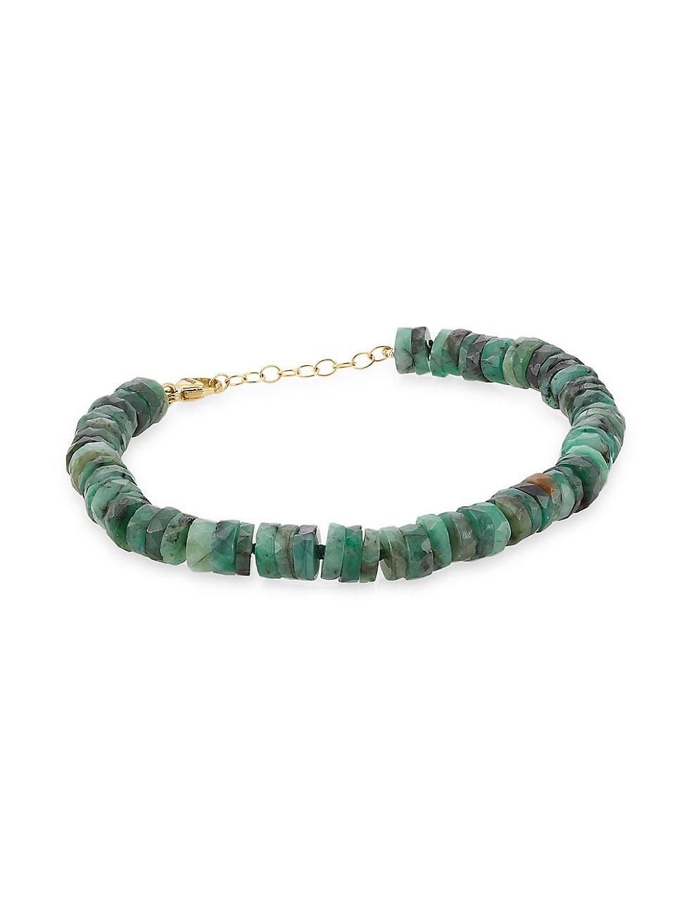 Womens Atlas 14K Yellow Gold & Emerald Beaded Bracelet Product Image