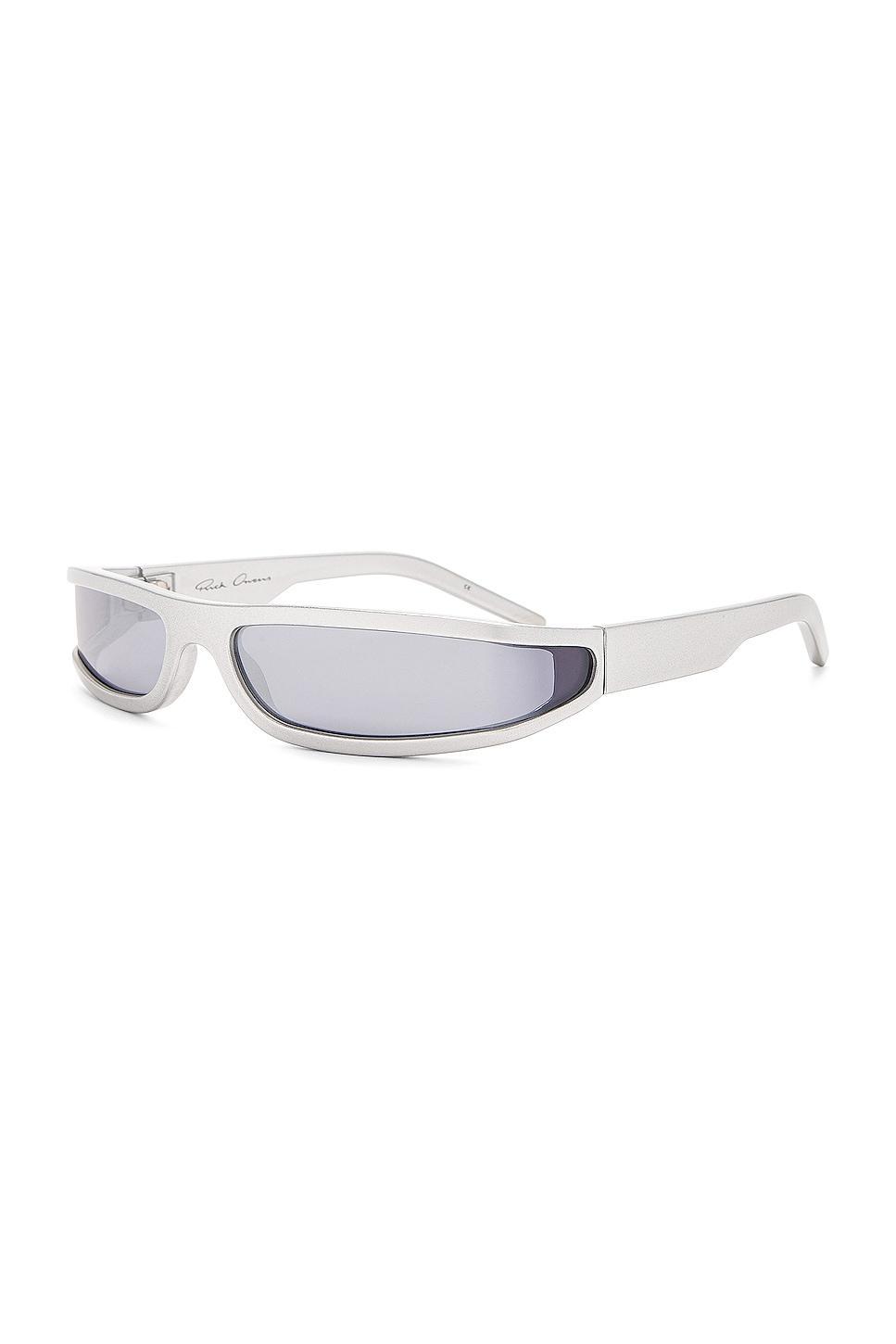 Rick Owens Fog Sunglasses in Metallic Silver Product Image