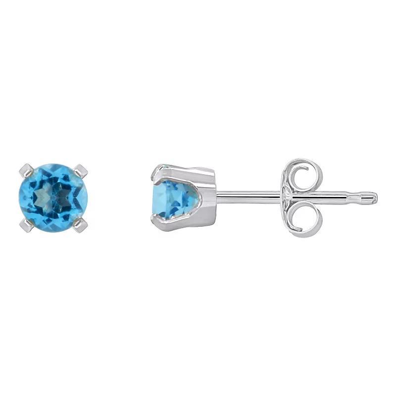 Celebration Gems 14k White Gold Round Gemstone Stud Earrings, Womens, Blue Topaz Product Image