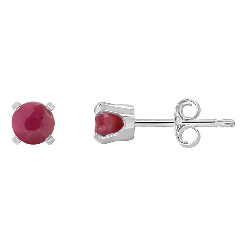 Celebration Gems 14k White Gold Round Gemstone Stud Earrings, Womens, Red Product Image