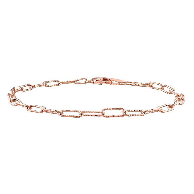 Stella Grace Sterling Silver Fancy Paper Clip Link Chain Bracelet, Womens Pink Product Image