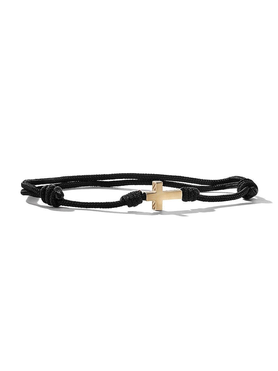 Mens Cross Cord Bracelet in Black Nylon Product Image