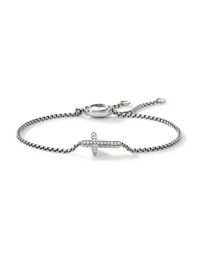 Cross Chain Bracelet with Diamonds in Silver, 1.7mm Product Image