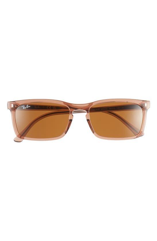 RAY BAN 56mm Rectangular Sunglasses In Transparent Product Image