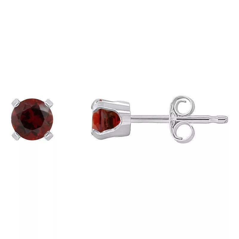 Celebration Gems 14k White Gold Round Gemstone Stud Earrings, Womens, Red Product Image