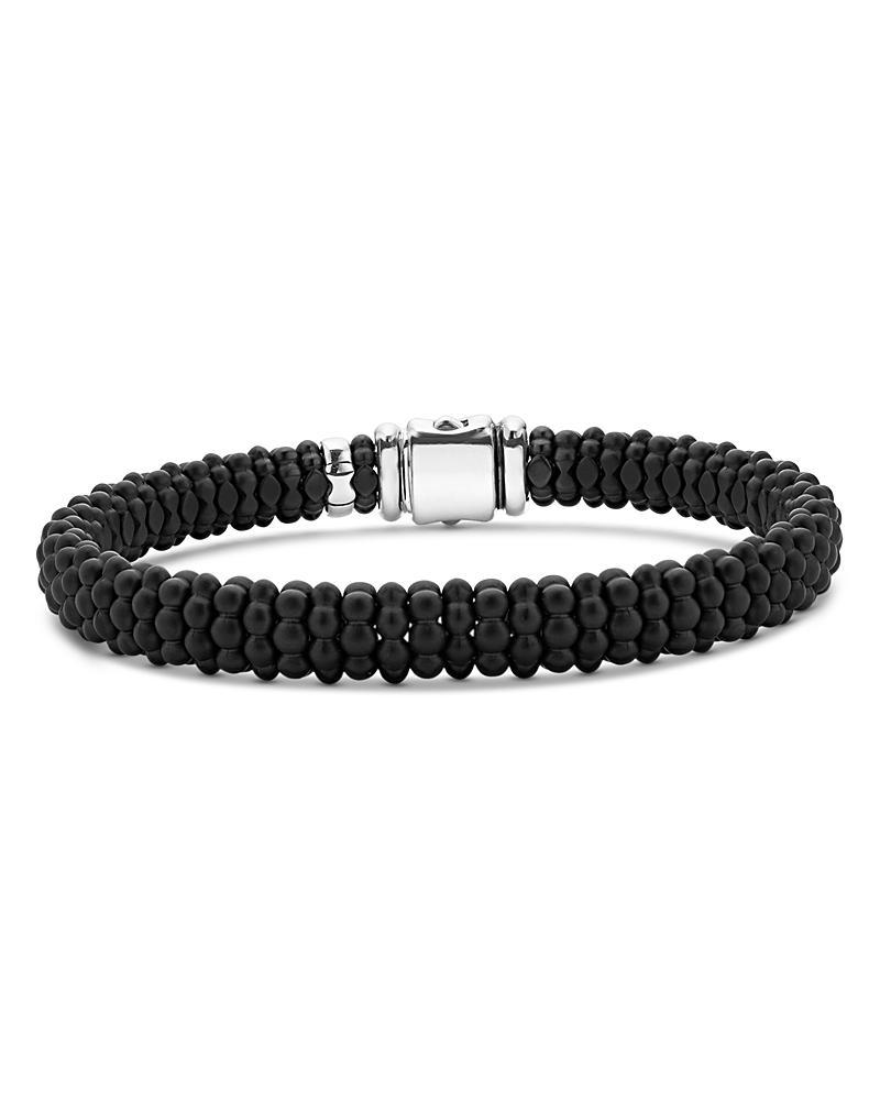 Lagos Mens 18K Yellow Gold & Sterling Silver Anthem Black Ceramic Caviar Bead Bracelet - 100% Exclusive Product Image