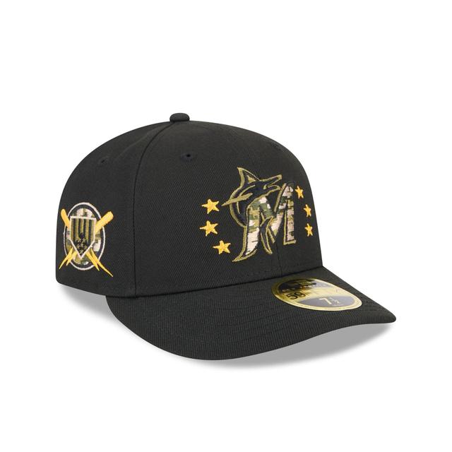 Miami Marlins Armed Forces Day 2024 Low Profile 59FIFTY Fitted Hat Male Product Image