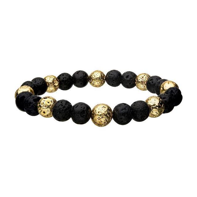 Mens Gold Tone Stainless Steel & Lava Bead Bracelet Multi Product Image