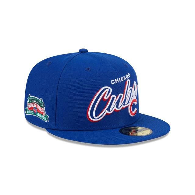 Chicago Cubs Script Sided 59FIFTY Fitted Hat Male Product Image