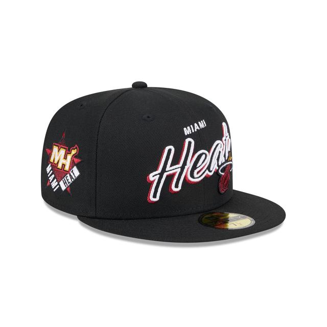 Miami Heat Script Sided 59FIFTY Fitted Hat Male Product Image