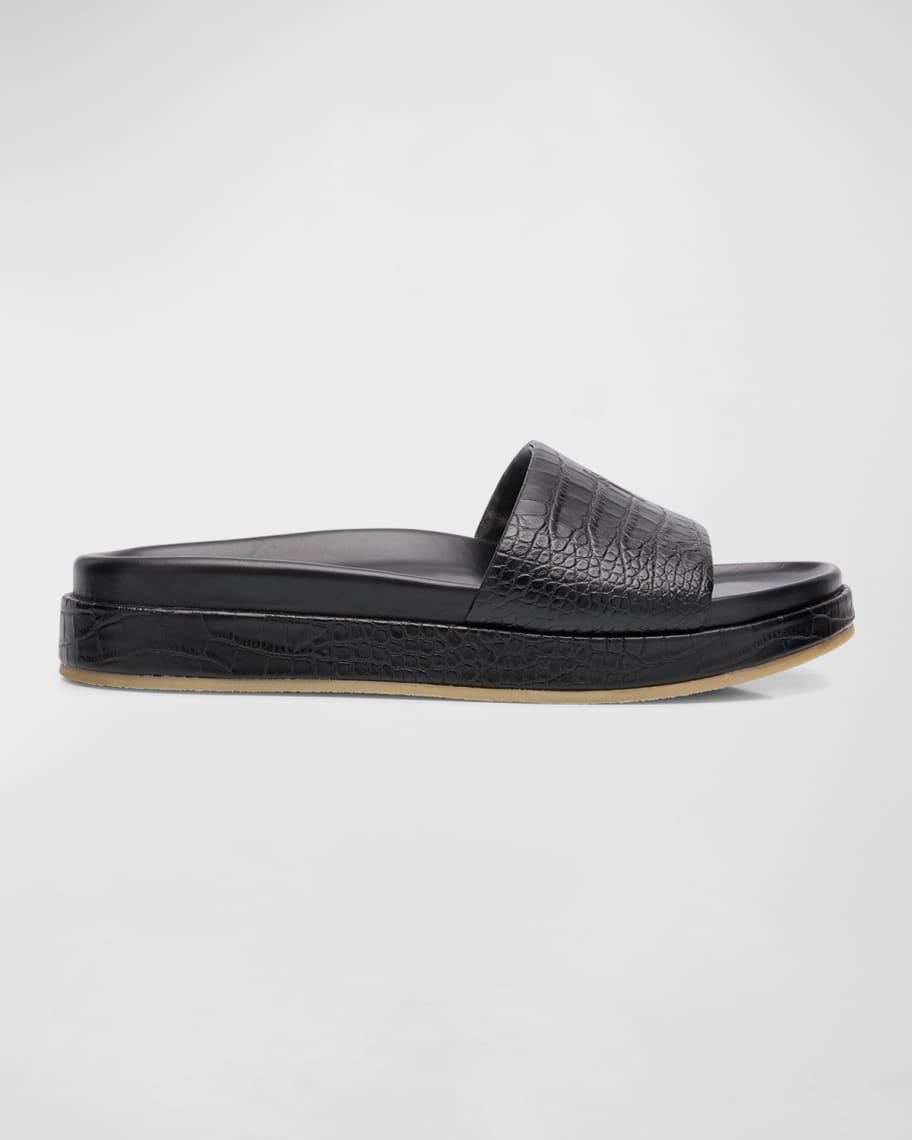 Men's Gz-indi Brazileiro Croc-Effect Leather Slide Sandals Product Image