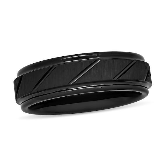 Men's 8.0mm Comfort Fit Black Ion-Plated Tungsten Wedding Band Product Image