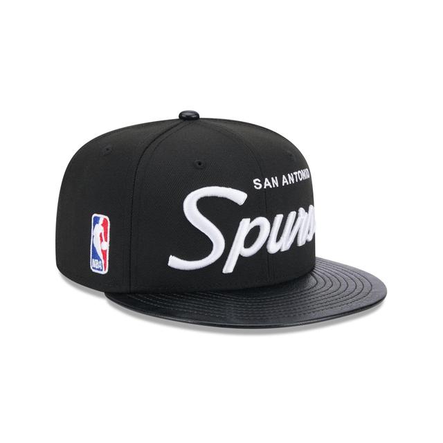 San Antonio Spurs Faux Leather Visor 9FIFTY Snapback Hat Male Product Image