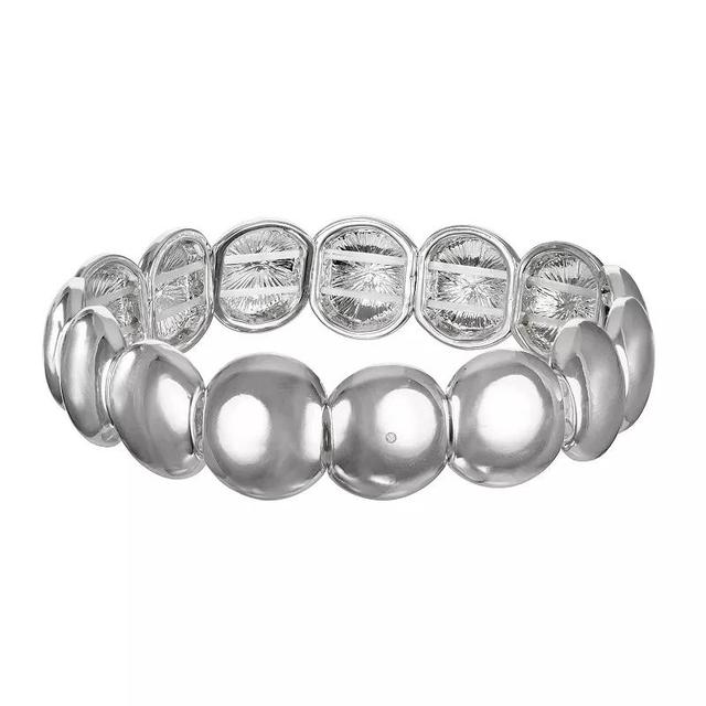 Emberly Silver Tone Domed Casting Stretch Bracelet, Womens, None Product Image