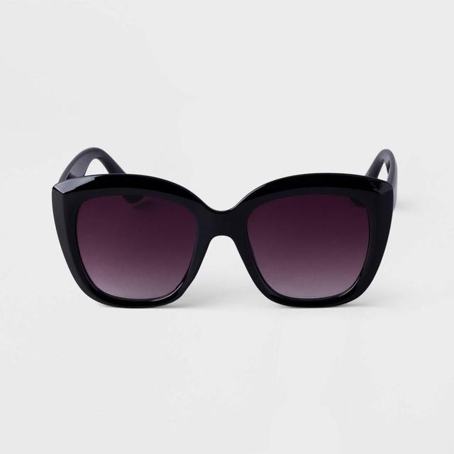 Womens Plastic Oversized Cateye Sunglasses - A New Day Black Product Image