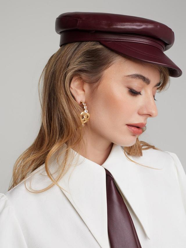 Mirabel Faux Leather Hat (Brown) Product Image