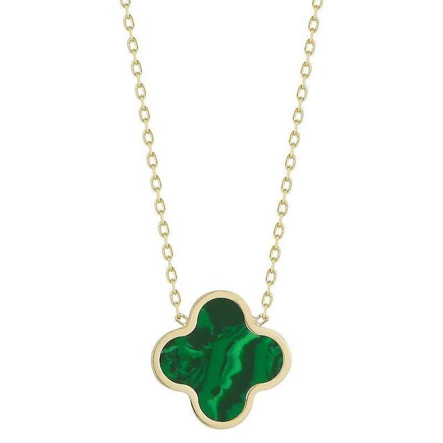 LUMINOR GOLD 14k Gold Clover Pendant Necklace, Womens Malachite Product Image