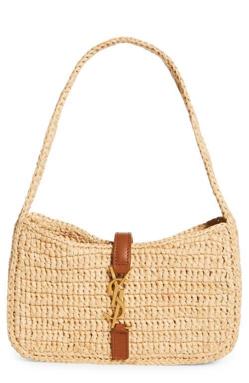 SAINT LAURENT Le 5 A 7 Mini Ysl Shoulder Bag In Raffia In Beige O Tan Product Image