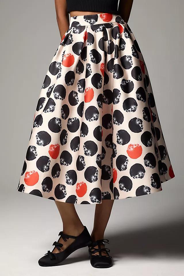 THEO The Label Clio Pleated Dot Midi Skirt Product Image