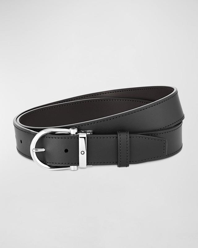 Mens Reversible Horseshoe Buckle Leather Belt Product Image