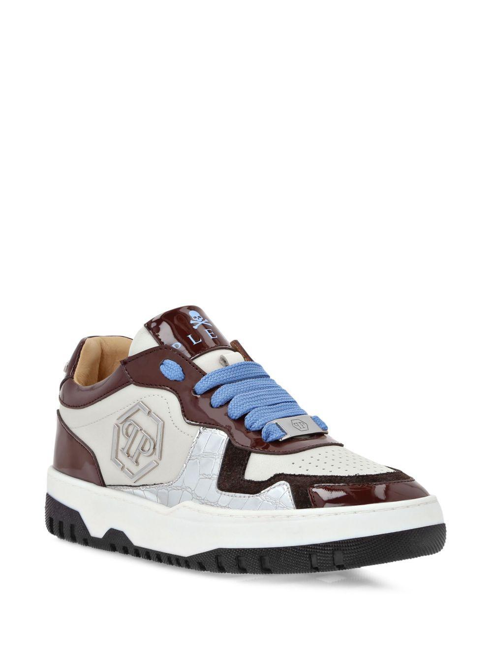 PHILIPP PLEIN Hexagon Panelled Low-top Sneakers In Brown Product Image