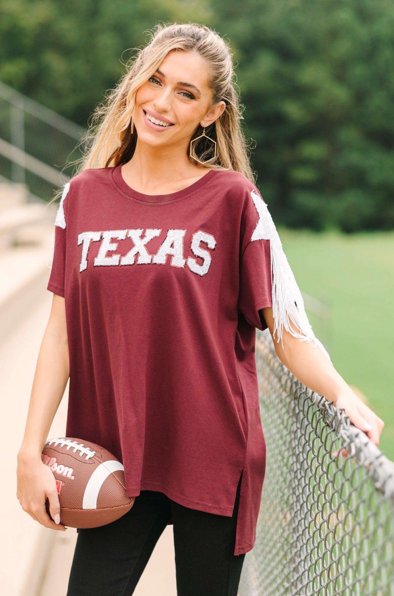 Howdy Maroon Red Sequin Top Female Product Image